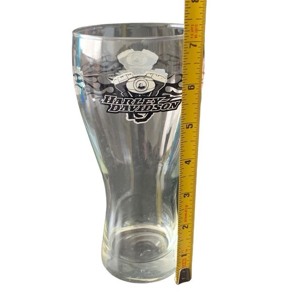 Pre Owned Harley Davidson Motorcycles Pilsner Glass Beer Thick Base Unique - Picture 10 of 11